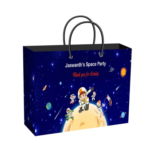 Space Theme Party Supplies | Wide Return Gift Bag | Personalized or Plain Birthday Favor Bag